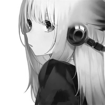 动漫女生头像高清黑白图片