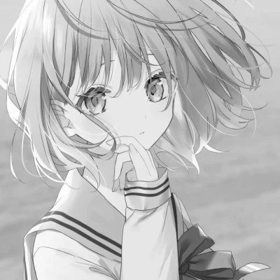 动漫女生头像高清黑白图片