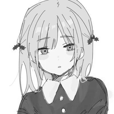 动漫女生头像高清黑白图片