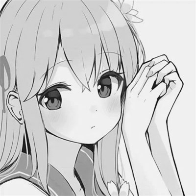 动漫女生头像高清黑白图片