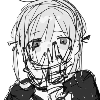 动漫女生头像高清黑白图片