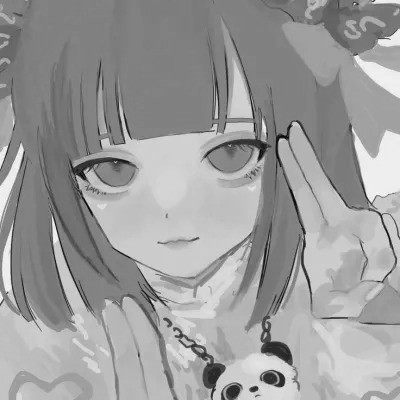 动漫女生头像高清黑白图片