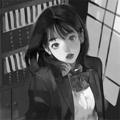 高级感黑白动漫头像女生图片
