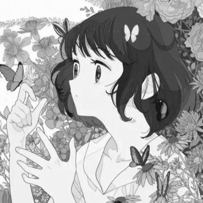 高级感黑白动漫头像女生图片