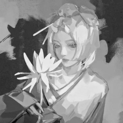 精致动漫女生头像黑白图片