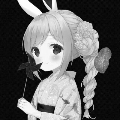 精致动漫女生头像黑白图片