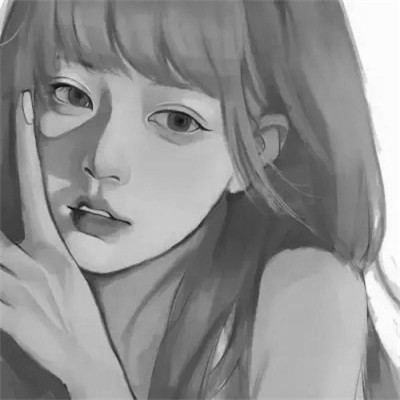 精致动漫女生头像黑白图片