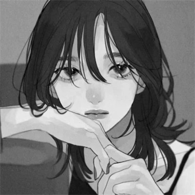 精致动漫女生头像黑白图片