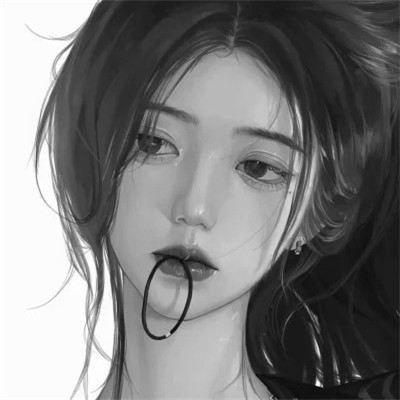 精致动漫女生头像黑白图片