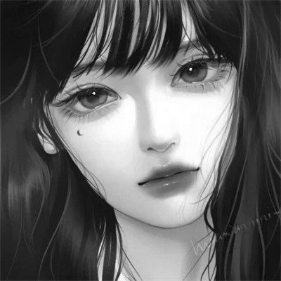 精致动漫女生头像黑白图片