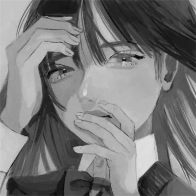 精致动漫女生头像黑白图片