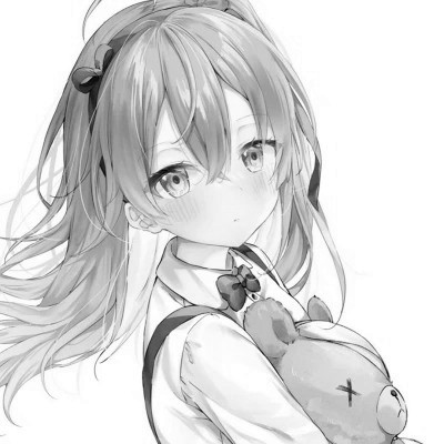 精致动漫女生头像黑白图片