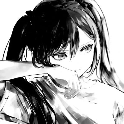 精致动漫女生头像黑白图片