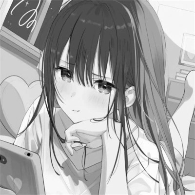 精致动漫女生头像黑白图片