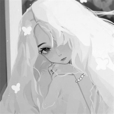 精致动漫女生头像黑白图片