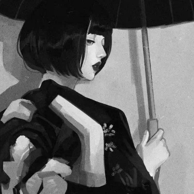 精致动漫女生头像黑白图片