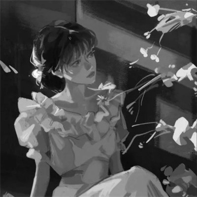 精致动漫女生头像黑白图片