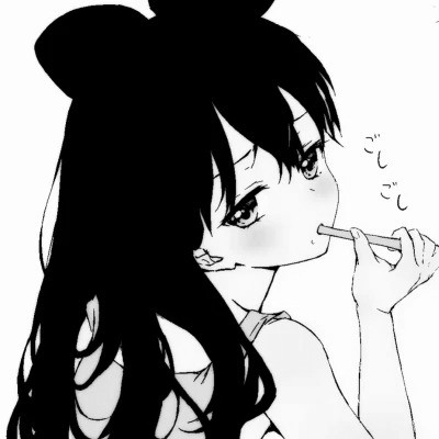 高质量黑白动漫女头图片