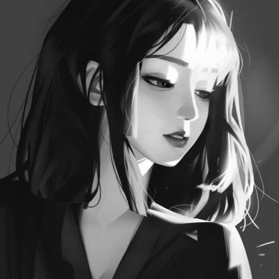 高质量黑白动漫女头图片