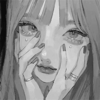 高质量黑白动漫女头图片