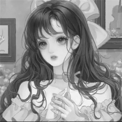 高质量黑白动漫女头图片