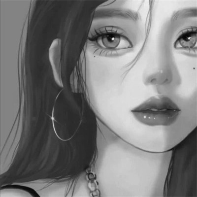 高质量黑白动漫女头图片