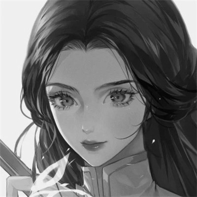 高质量黑白动漫女头图片