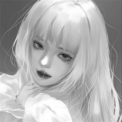 高质量黑白动漫女头图片