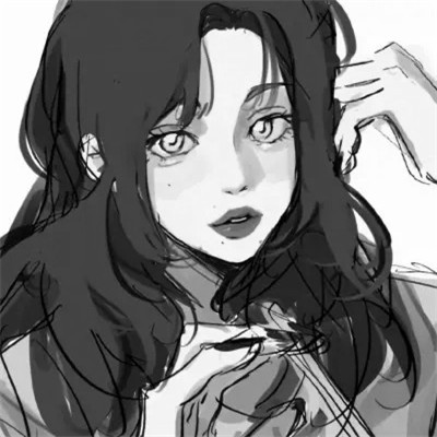 高质量黑白动漫女头图片