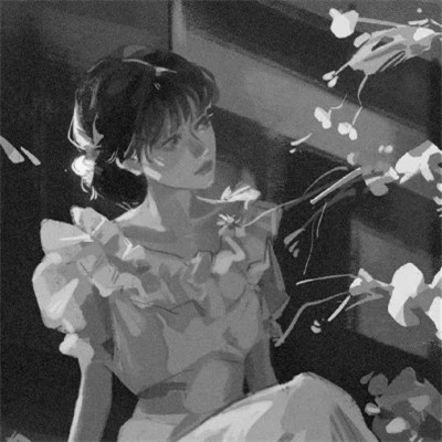 动漫女头黑白高级感图片
