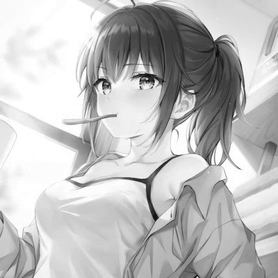 动漫女头黑白高级感图片