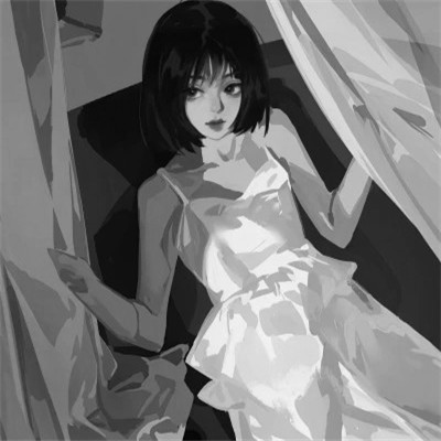 动漫女头黑白高级感图片