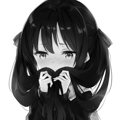 动漫女头黑白高级感图片