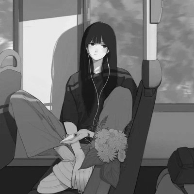动漫女头黑白高级感图片
