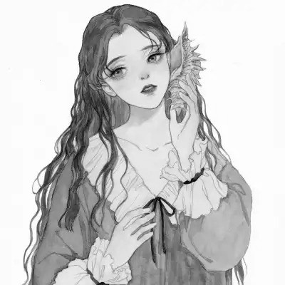 高质量动漫女头黑白图片