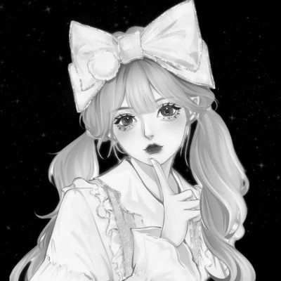 高质量动漫女头黑白图片