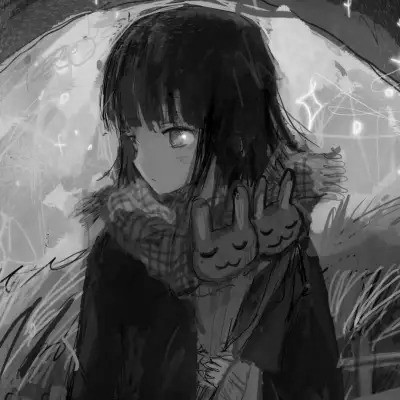 高质量动漫女头黑白图片