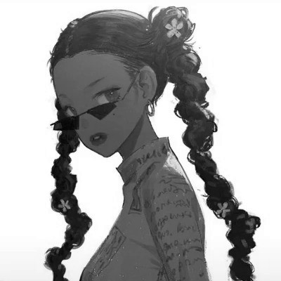 高质量动漫女头黑白图片