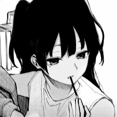 高质量动漫女头黑白图片