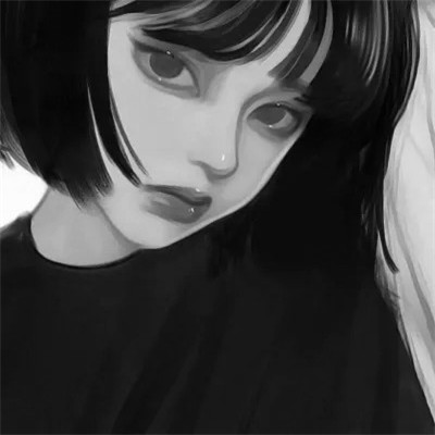 高质量动漫女头黑白图片