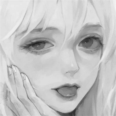 高质量动漫女头黑白图片