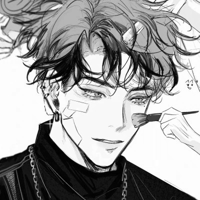 帅气动漫男生头像黑白图片