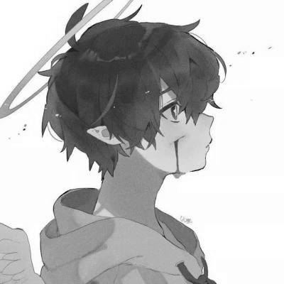 帅气动漫男生头像黑白图片