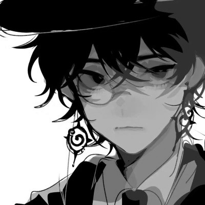 帅气动漫男生头像黑白图片