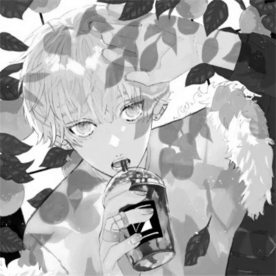 帅气动漫男生头像黑白图片
