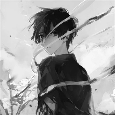 帅气动漫男生头像黑白图片
