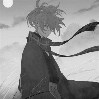 帅气动漫男生头像黑白图片