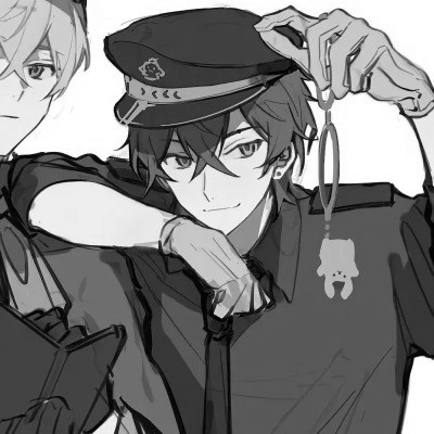 帅气动漫男生头像黑白图片
