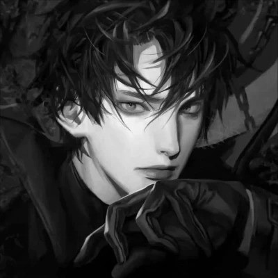 帅气动漫男生头像黑白图片