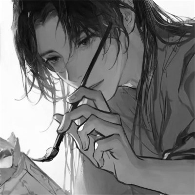 帅气动漫男生头像黑白图片